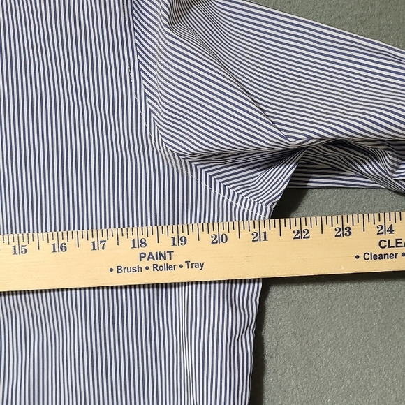 LIZ CLAIBORNE Career Wrinkle Free Blue & White Striped Long Sleeve Blouse Size L - Picture 8 of 13
